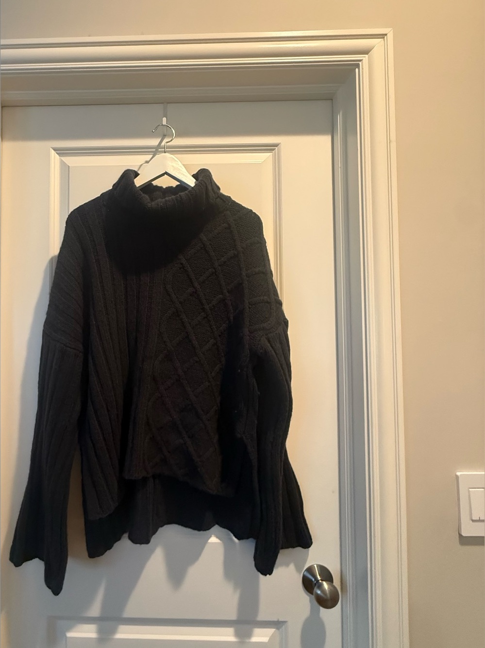 Cozy Navy Turtleneck Cable Knit Sweater